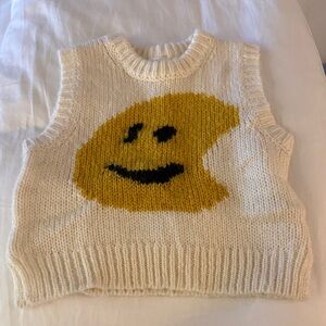 MOLO Cream and Yellow Smiley Knit Vest